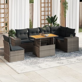 Set de sofás de jardín 7 pzas con cojines ratán sintético gris de , Conjuntos de jardín - Ref: Foro24-3327385, Precio: 491,31...