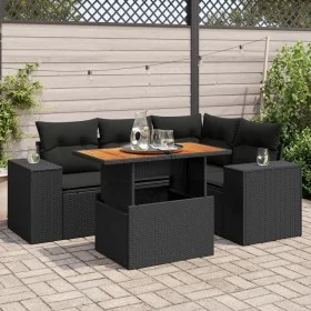 Set de muebles de jardín 5 pzas y cojines ratán sintético negro de , Conjuntos de jardín - Ref: Foro24-3327366, Precio: 403,0...