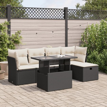 Set de sofás de jardín 6 piezas y cojines ratán sintético negro de , Conjuntos de jardín - Ref: Foro24-3326137, Precio: 389,6...