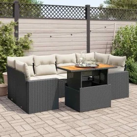 Set de sofás de jardín 7 pzas con cojines ratán sintético negro de , Conjuntos de jardín - Ref: Foro24-3327003, Precio: 482,7...