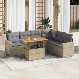 Set sofás de jardín 7 piezas y cojines ratán sintético beige de , Conjuntos de jardín - Ref: Foro24-3327048, Precio: 524,74 €...