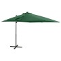 Sombrilla voladiza con poste y luces LED 250 cm verde de vidaXL, Sombrillas - Ref: Foro24-312321, Precio: 114,82 €, Descuento: %