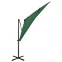 Sombrilla voladiza con poste y luces LED 250 cm verde de vidaXL, Sombrillas - Ref: Foro24-312321, Precio: 114,82 €, Descuento: %