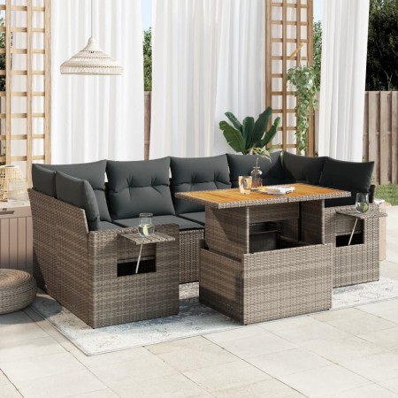 Set de sofás de jardín 7 pzas con cojines ratán sintético gris de , Conjuntos de jardín - Ref: Foro24-3327119, Precio: 501,81...