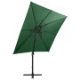 Sombrilla voladiza con poste y luces LED 250 cm verde de vidaXL, Sombrillas - Ref: Foro24-312321, Precio: 114,82 €, Descuento: %