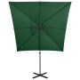 Sombrilla voladiza con poste y luces LED 250 cm verde de vidaXL, Sombrillas - Ref: Foro24-312321, Precio: 114,82 €, Descuento: %