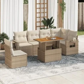 Set sofás de jardín 7 piezas y cojines ratán sintético beige de , Conjuntos de jardín - Ref: Foro24-3327159, Precio: 560,84 €...