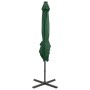Sombrilla voladiza con poste y luces LED 250 cm verde de vidaXL, Sombrillas - Ref: Foro24-312321, Precio: 114,82 €, Descuento: %