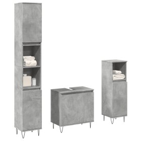 Set muebles de baño 2 piezas madera contrachapada gris hormigón de , Muebles de baño - Ref: Foro24-3324953, Precio: 157,54 €,...