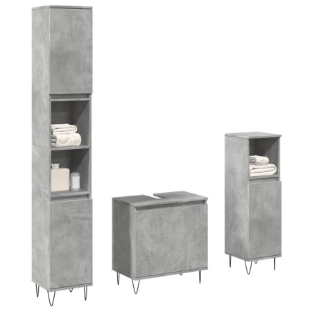 Set muebles de baño 2 piezas madera contrachapada gris hormigón de , Muebles de baño - Ref: Foro24-3324953, Precio: 157,54 €,...