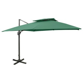 Sombrilla voladiza con doble techo verde 300x300 cm de vidaXL, Sombrillas - Ref: Foro24-312370, Precio: 268,14 €, Descuento: %
