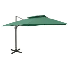 Sombrilla voladiza con doble techo verde 300x300 cm de vidaXL, Sombrillas - Ref: Foro24-312370, Precio: 262,07 €, Descuento: %