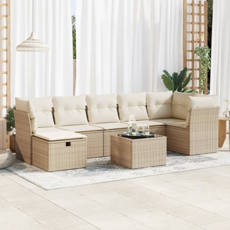 Set de sofás de jardín y cojines 8 piezas ratán sintético beige de , Conjuntos de jardín - Ref: Foro24-3325314, Precio: 547,6...