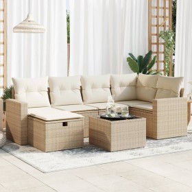 Set sofás de jardín 7 piezas y cojines ratán sintético beige de , Conjuntos de jardín - Ref: Foro24-3325394, Precio: 528,76 €...