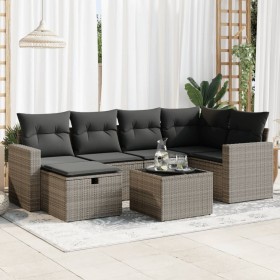 Set de sofás de jardín 7 pzas con cojines ratán sintético gris de , Conjuntos de jardín - Ref: Foro24-3325396, Precio: 464,76...