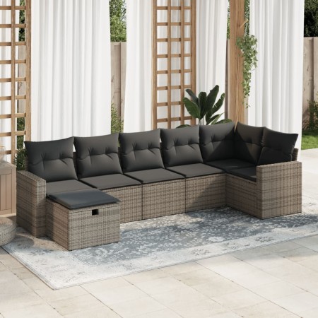 Set de sofás de jardín 7 pzas con cojines ratán sintético gris de , Conjuntos de jardín - Ref: Foro24-3325406, Precio: 451,87...