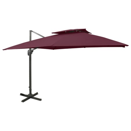 Sombrilla voladiza con doble techo rojo burdeos 300x300 cm de vidaXL, Sombrillas - Ref: Foro24-312380, Precio: 248,20 €, Desc...