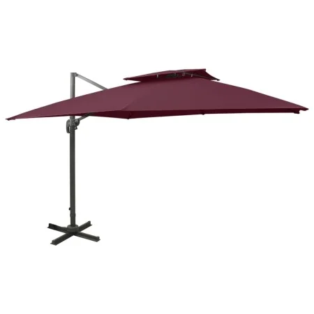 Sombrilla voladiza con doble techo rojo burdeos 300x300 cm de vidaXL, Sombrillas - Ref: Foro24-312380, Precio: 191,10 €, Desc...
