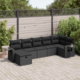 Set de sofás de jardín 7 pzas con cojines ratán sintético negro de , Conjuntos de jardín - Ref: Foro24-3325501, Precio: 488,1...