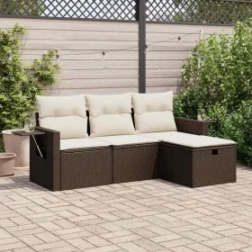 Set de sofás de jardín 4 pzas y cojines ratán sintético marrón de , Conjuntos de jardín - Ref: Foro24-3325459, Precio: 275,70...