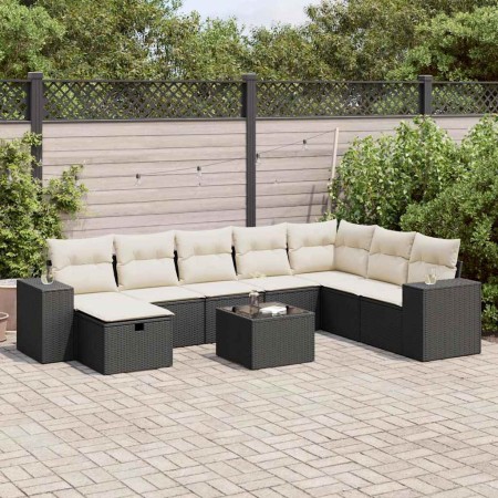 Set de sofás de jardín con cojines 9 pzas ratán sintético negro de , Conjuntos de jardín - Ref: Foro24-3325742, Precio: 536,4...