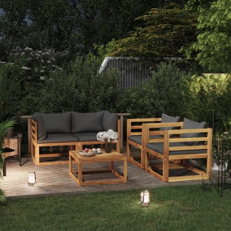 Muebles de jardín 5 pzas cojines madera maciza de acacia de vidaXL, Conjuntos de jardín - Ref: Foro24-3057609, Precio: 469,71...