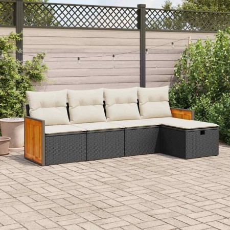 Set de muebles de jardín 5 pzas y cojines ratán sintético negro de , Conjuntos de jardín - Ref: Foro24-3326011, Precio: 308,3...