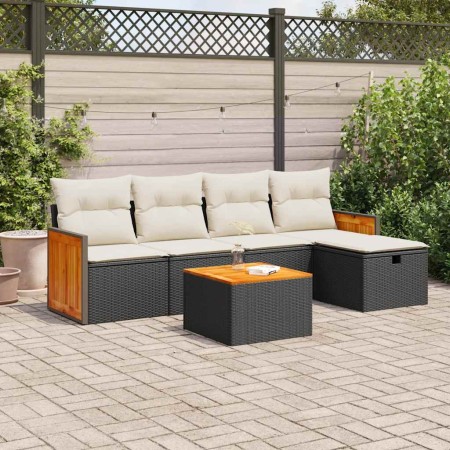 Set de sofás de jardín 6 piezas y cojines ratán sintético negro de , Conjuntos de jardín - Ref: Foro24-3326018, Precio: 347,8...