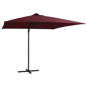 Sombrilla voladiza con luces LED rojo burdeos 250x250 cm de vidaXL, Sombrillas - Ref: Foro24-312310, Precio: 87,53 €, Descuen...