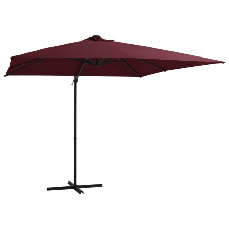 Sombrilla voladiza con luces LED rojo burdeos 250x250 cm de vidaXL, Sombrillas - Ref: Foro24-312310, Precio: 88,15 €, Descuen...
