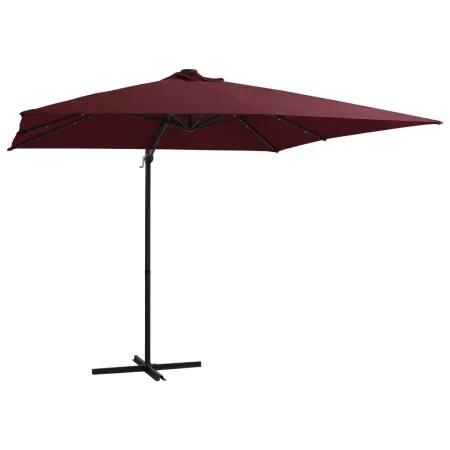 Sombrilla voladiza con luces LED rojo burdeos 250x250 cm de vidaXL, Sombrillas - Ref: Foro24-312310, Precio: 87,53 €, Descuen...