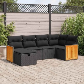Set de sofás de jardín 6 piezas y cojines ratán sintético negro de , Conjuntos de jardín - Ref: Foro24-3326024, Precio: 406,3...
