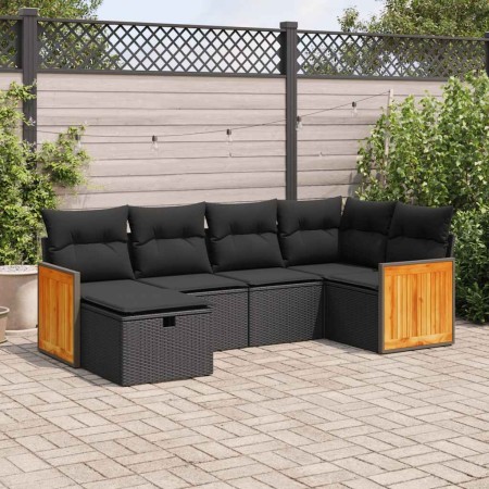 Set de sofás de jardín 6 piezas y cojines ratán sintético negro de , Conjuntos de jardín - Ref: Foro24-3326024, Precio: 406,3...