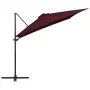 Sombrilla voladiza con luces LED rojo burdeos 250x250 cm de vidaXL, Sombrillas - Ref: Foro24-312310, Precio: 87,53 €, Descuen...