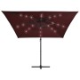 Sombrilla voladiza con luces LED rojo burdeos 250x250 cm de vidaXL, Sombrillas - Ref: Foro24-312310, Precio: 88,15 €, Descuen...