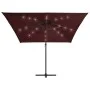 Sombrilla voladiza con luces LED rojo burdeos 250x250 cm de vidaXL, Sombrillas - Ref: Foro24-312310, Precio: 87,53 €, Descuen...