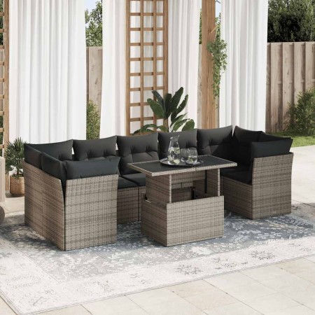 Set de sofás de jardín y cojines 8 piezas ratán sintético gris de , Conjuntos de jardín - Ref: Foro24-3326121, Precio: 528,33...