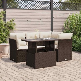 Set comedor de jardín 5 piezas y cojines ratán sintético marrón de , Conjuntos de jardín - Ref: Foro24-3326154, Precio: 405,6...