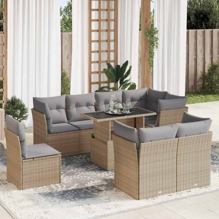 Set de sofás de jardín con cojines 9 pzas ratán sintético beige de , Conjuntos de jardín - Ref: Foro24-3326180, Precio: 638,2...