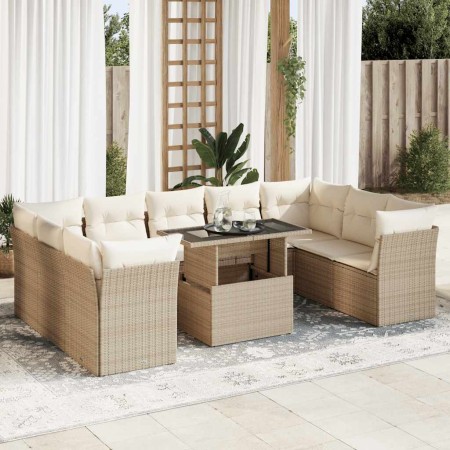 Juego de sofás jardín con cojines beige 10 pzas ratán sintético de , Conjuntos de jardín - Ref: Foro24-3326219, Precio: 774,5...