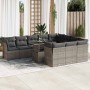 Set de sofás de jardín 11 pzas y cojines ratán sintético gris de , Conjuntos de jardín - Ref: Foro24-3326231, Precio: 727,29 ...