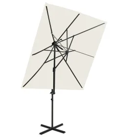 Sombrilla voladiza con cubierta doble arena 250x250 cm de vidaXL, Sombrillas - Ref: Foro24-312360, Precio: 135,74 €, Descuent...