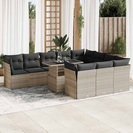Set de sofás de jardín 11 pzas y cojines ratán sintético gris de , Conjuntos de jardín - Ref: Foro24-3326233, Precio: 867,78 ...