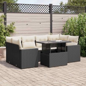 Set de sofás de jardín 7 pzas con cojines ratán sintético negro de , Conjuntos de jardín - Ref: Foro24-3326267, Precio: 495,2...