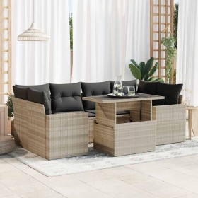 Set de sofás de jardín 7 pzas con cojines ratán PE gris claro de , Conjuntos de jardín - Ref: Foro24-3326273, Precio: 543,97 ...