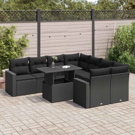 Set de sofás de jardín con cojines 9 pzas ratán sintético negro de , Conjuntos de jardín - Ref: Foro24-3326286, Precio: 656,9...