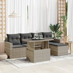 Set de sofás de jardín 6 pzas y cojines ratán sintético gris de , Conjuntos de jardín - Ref: Foro24-3326303, Precio: 441,49 €...