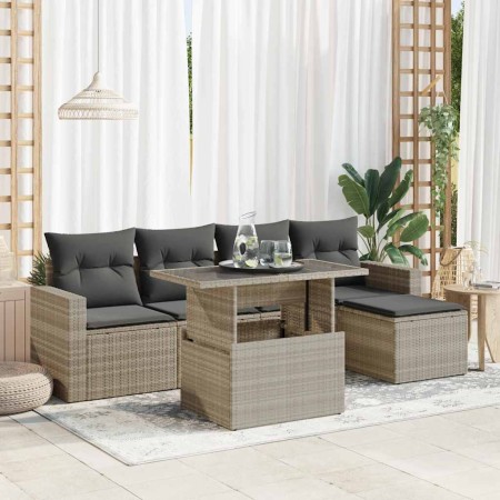 Set de sofás de jardín 6 pzas y cojines ratán sintético gris de , Conjuntos de jardín - Ref: Foro24-3326303, Precio: 441,49 €...
