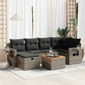 Set de sofás de jardín 7 pzas con cojines ratán sintético gris de , Conjuntos de jardín - Ref: Foro24-3325819, Precio: 456,27...