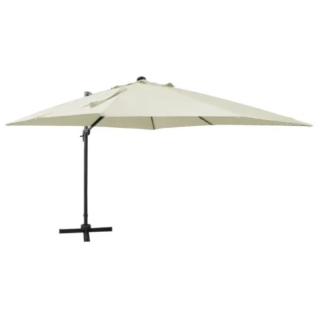 Ampelschirm mit Mast und sandfarbenen LED-Leuchten 300 cm von vidaXL, Sonnenschirme - Ref: Foro24-312344, Preis: 301,13 €, Ra...
